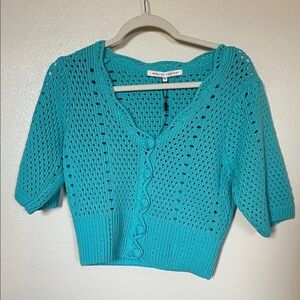 English Factory Turquoise Knit Cardigan